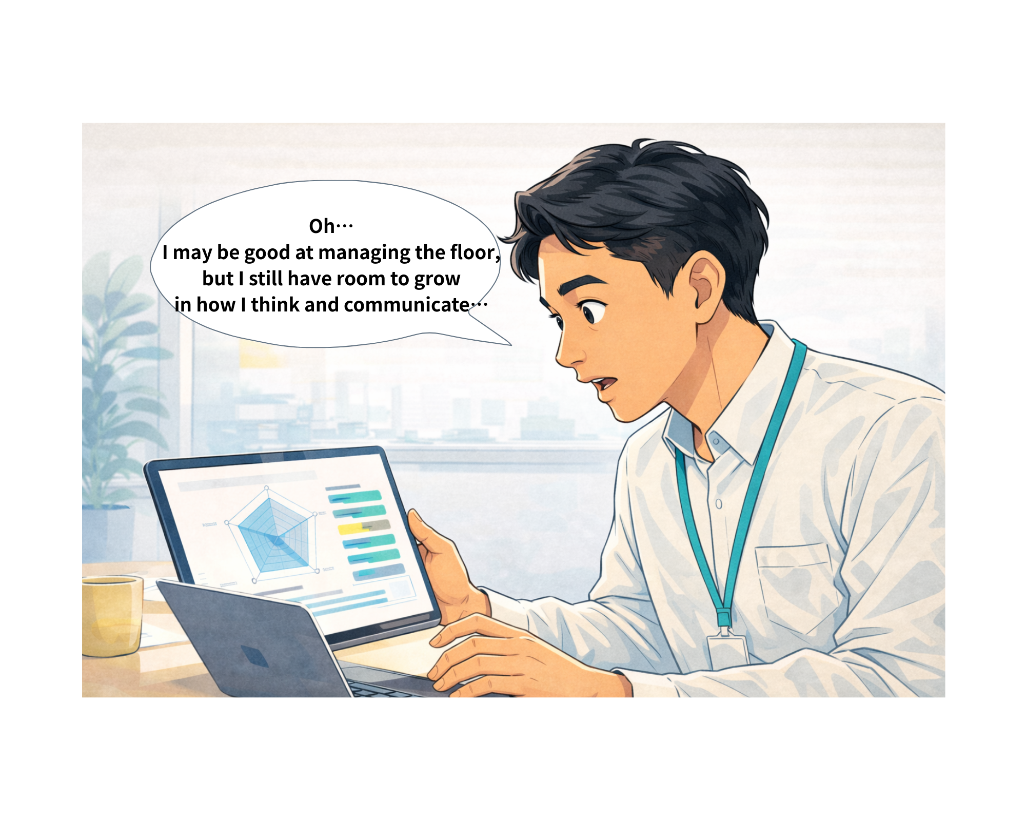 Assessment visualizes current skills and the gap to grow—problem-solving and communication become clear focus areas.