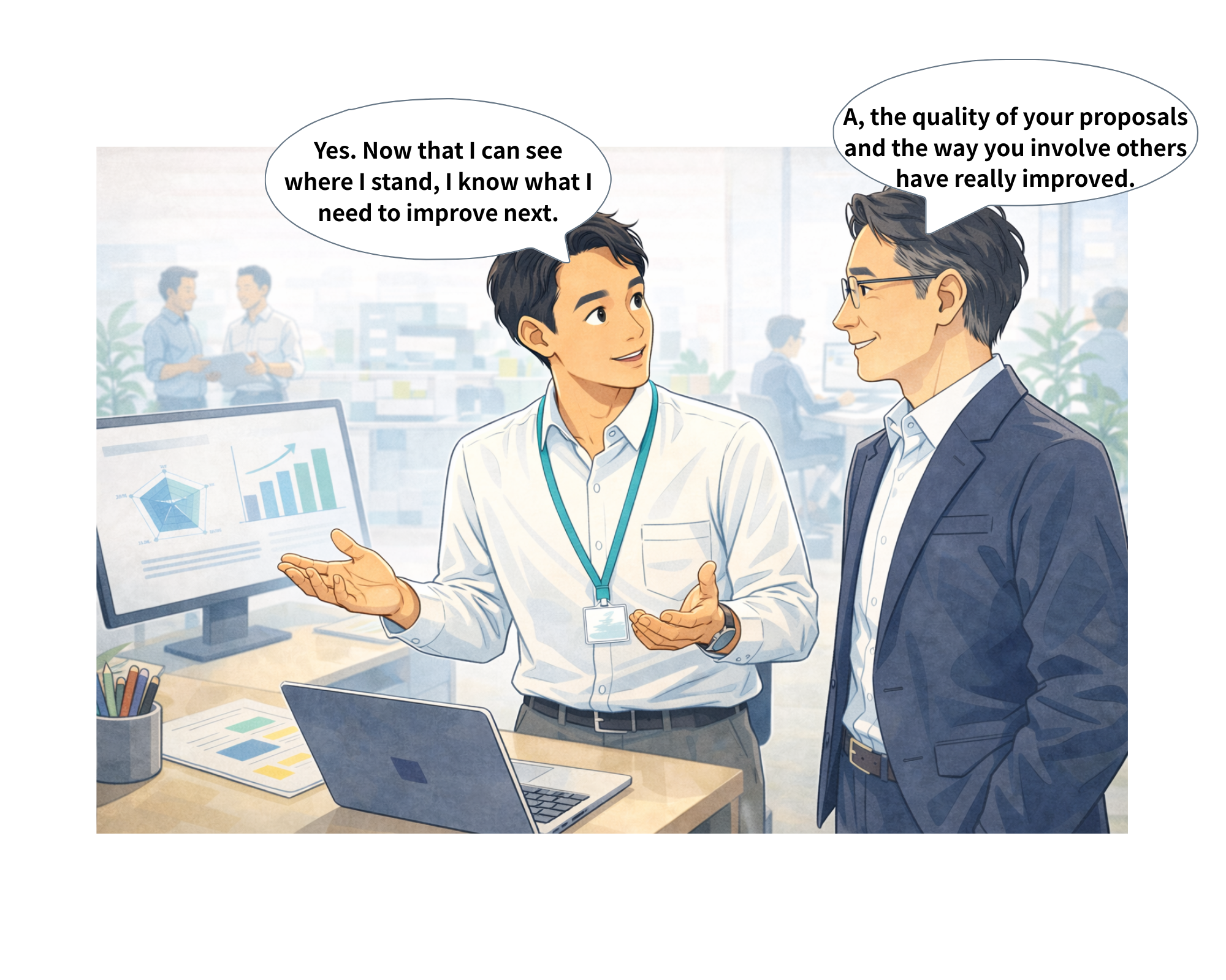 Applying skills at work: data-based proposal and visible growth—ready for the next challenge.